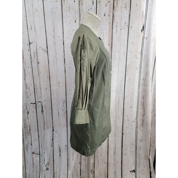 CLD Women's Size 10 Something Navy Army Green Arielle Pearl Button Dress Aline - Picture 13 of 15